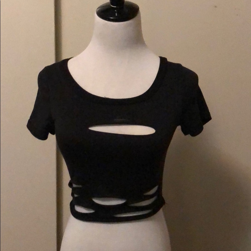 Crop top with slash like cut outs